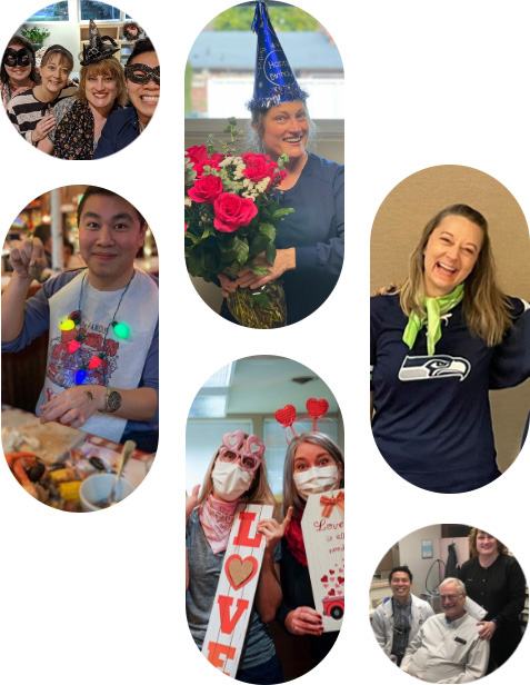 Collage of images of dentist and dental team members in Burien